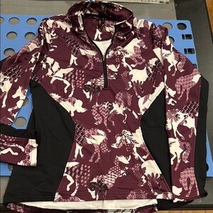 Kerrits Purple and Black Horse Print Pullover